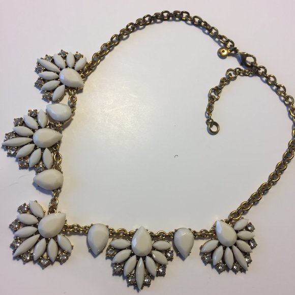 🏆💎JCREW🏆Gold/White/CZ Statement Necklace💎🏆 - Picture 3 of 4